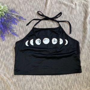 Moon Phases Halter Neck Crop Top